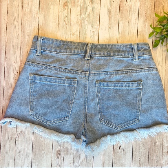 Hot Kiss High Rise Shortie Distressed Denim shorts - Picture 2 of 4
